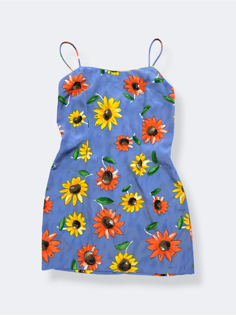 Vintage 90s Sunflower Dress Periwinkle Finesse Summer Grunge Mini